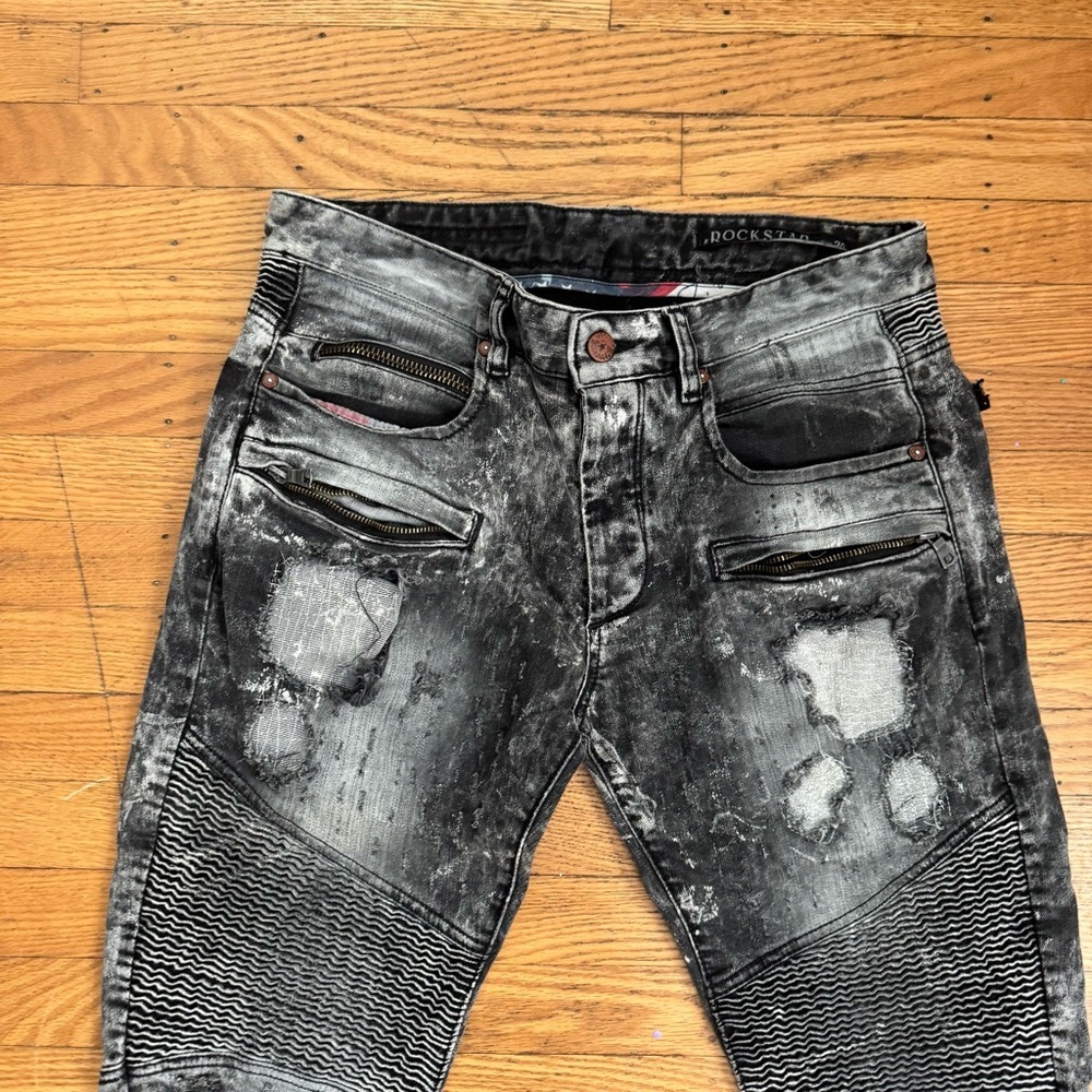 Men's Rockstar Distressed Gray Skinny Jeans Size 30 Denim,Streetwear,Y2K,Grunge - Picture 2 of 14